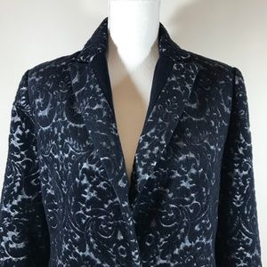 CAbi Blue Blazer Jacquard Wool Blend 6